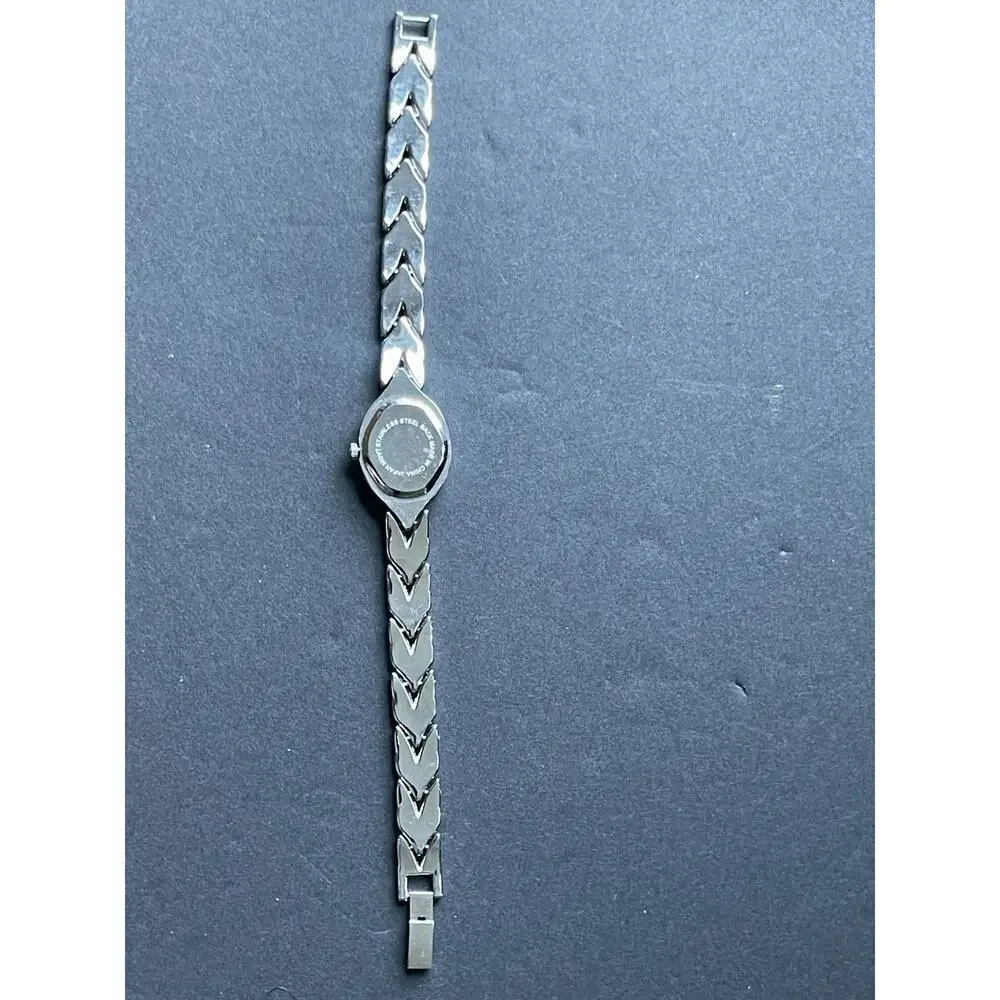 Cote d' Azur Watch Women Rhinestones White Dial Oval Silver Band Career Office